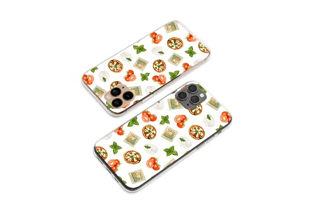 Clear Clear La Dolce Vita Italian Foodie Illustrated Pattern Phone Case Cover for iPhone 17 Pro Max 16 15 13 Samsung S25 S24 Pixel 9358