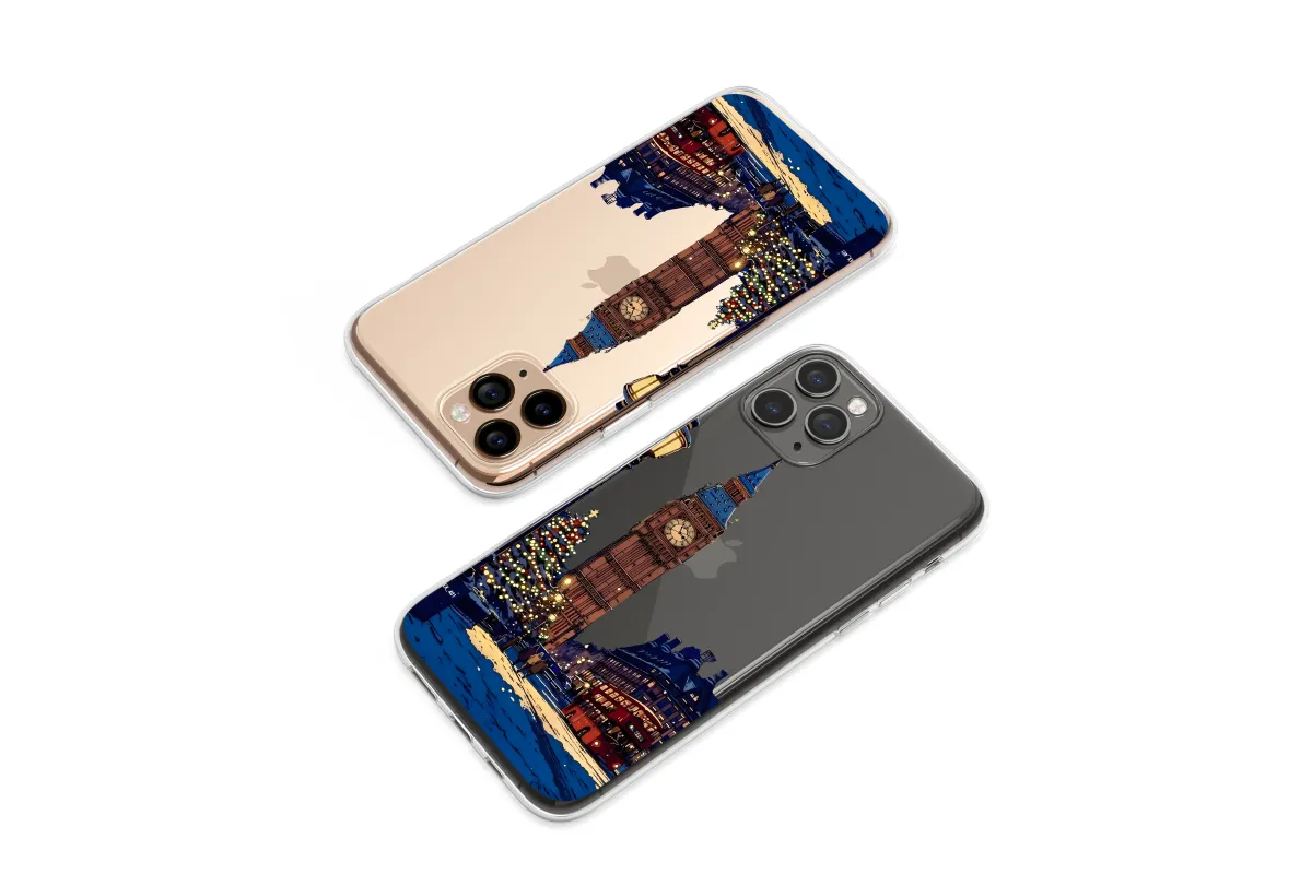 Clear Clear London Christmas Anime iPhone Case Snowy Big Ben Design Phone Case Cover for iPhone 17 Pro Max 16 15 13 Samsung S25 S24 Pixel 8170 - Image 1