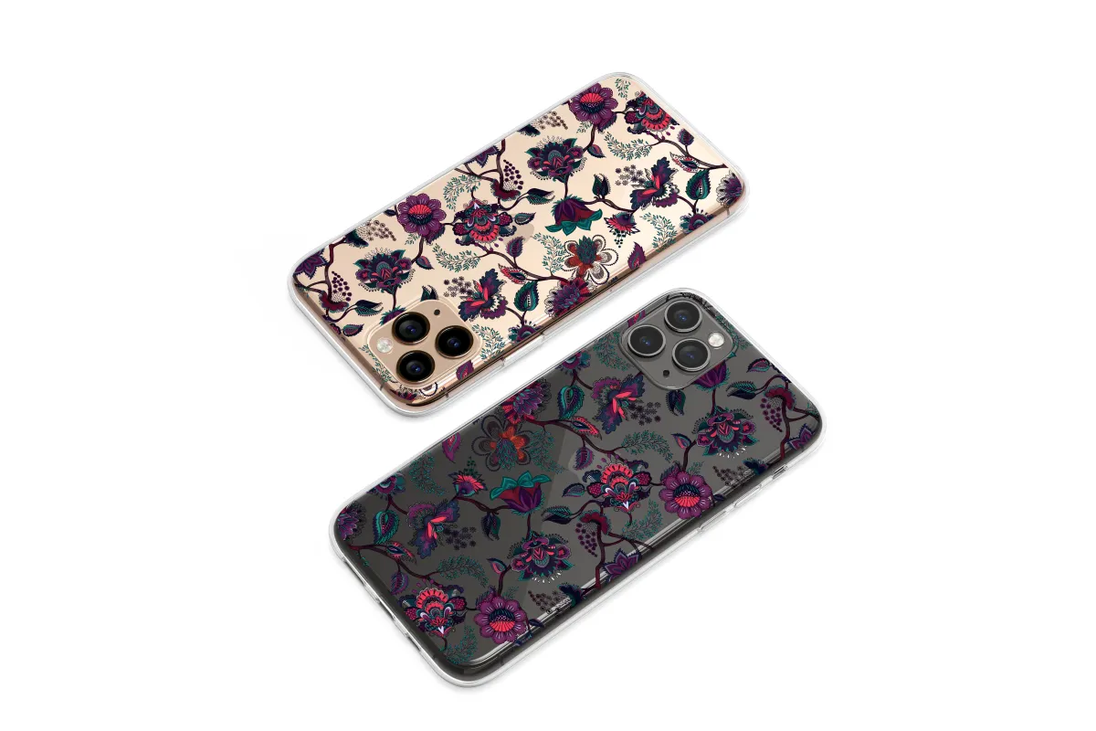 Clear Clear Moody Glitch Floral Paisley Artistic Print Phone Case Cover for iPhone 17 Pro Max 16 15 13 Samsung S25 S24 Pixel 8441 - Image 1