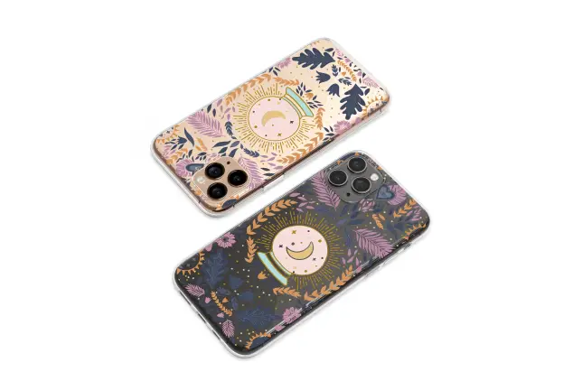 Clear Clear Mystical Crystal Ball Celestial Sun Moon Floral Art Phone Case Cover for iPhone 17 Pro Max 16 15 13 Samsung S26 S25 Pixel 9955