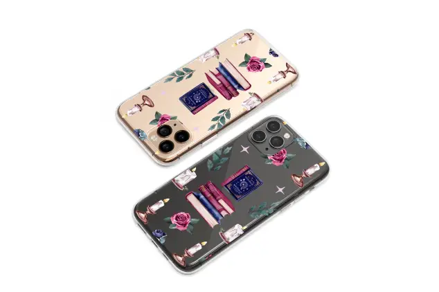 Clear Clear Mystical Library Dark Academia Aesthetic with Glitch Art Phone Case Cover for iPhone 17 Pro Max 16 15 13 Samsung S25 S24 Pixel 9206