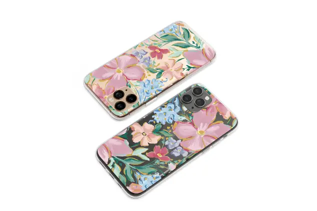 Clear Clear Painterly Floral Meadow Pink Blue Botanical Art Print Phone Case Cover for iPhone 17 Pro Max 16 15 13 Samsung S26 S25 Pixel 9917