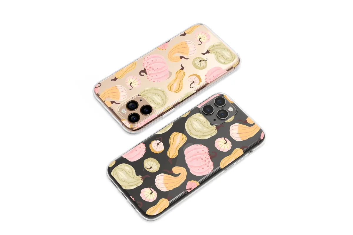Clear Clear Pastel Pumpkin Glitch Art Autumn Harvest Pattern Phone Case Cover for iPhone 17 Pro Max 16 15 13 Samsung S25 S24 Pixel 8476 - Image 1