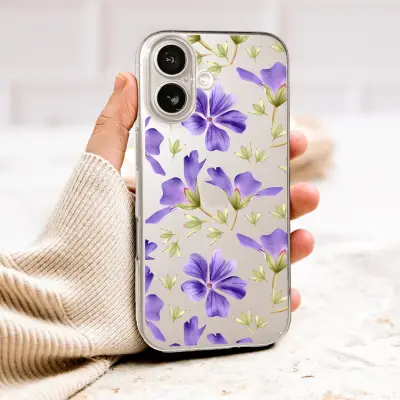 Clear Clear Purple Wildflower Watercolor Botanical Art Phone Case Cover for iPhone 17 Pro Max 16 15 13 Samsung S26 S25 Pixel 10129 - Image 1