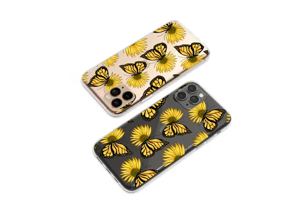Clear Clear Surreal Monarch Butterfly Sunflower Hybrid Art Phone Case Cover for iPhone 17 Pro Max 16 15 13 Samsung S26 S25 Pixel 9924