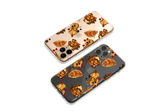 Clear Clear Sweet Breakfast Food Pattern Croissant French Toast Berries Illustration Phone Case Cover for iPhone 17 15 13 Samsung S26 S25 9810