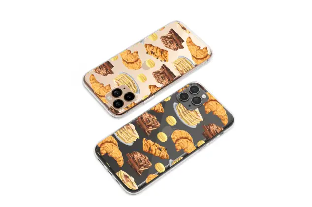 Clear Clear Sweet Breakfast Pastry  Chocolate Pattern Phone Case Cover for iPhone 17 Pro Max 16 15 Plus 14 13 Mini Samsung S26 S25 Pixel 10 9 9811