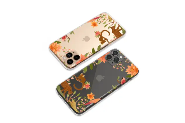 Clear Clear Tropical Jungle Animal and Floral Illustration Phone Case Cover for iPhone 17 Pro Max 16 15 13 Samsung S26 S25 Pixel 9894