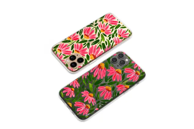 Clear Clear Vibrant Painterly Coneflower Abstract Floral Art Phone Case Cover for iPhone 17 Pro Max 16 15 13 Samsung S26 S25 Pixel 9936