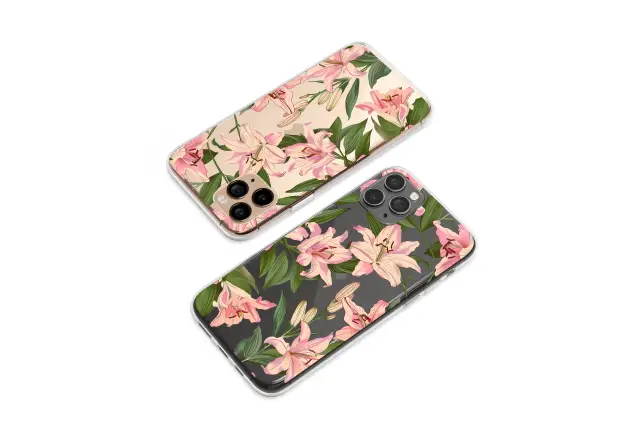 Clear Clear Vintage Botanical Pink Lily Floral Illustration Phone Case Cover for iPhone 17 Pro Max 16 15 13 Samsung S26 S25 Pixel 9820