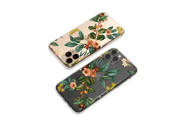 Clear Clear Vintage Botanical Wildflower and Tropical Leaf Illustration Phone Case Cover for iPhone 17 Pro Max 16 15 13 Samsung S26 S25 Pixel 9756