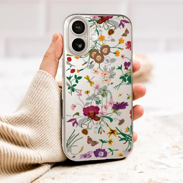 Clear Clear Vintage Botanical Wildflower Meadow Floral Print Phone Case Cover for iPhone 17 Pro Max 16 15 13 Samsung S26 S25 Pixel 10101