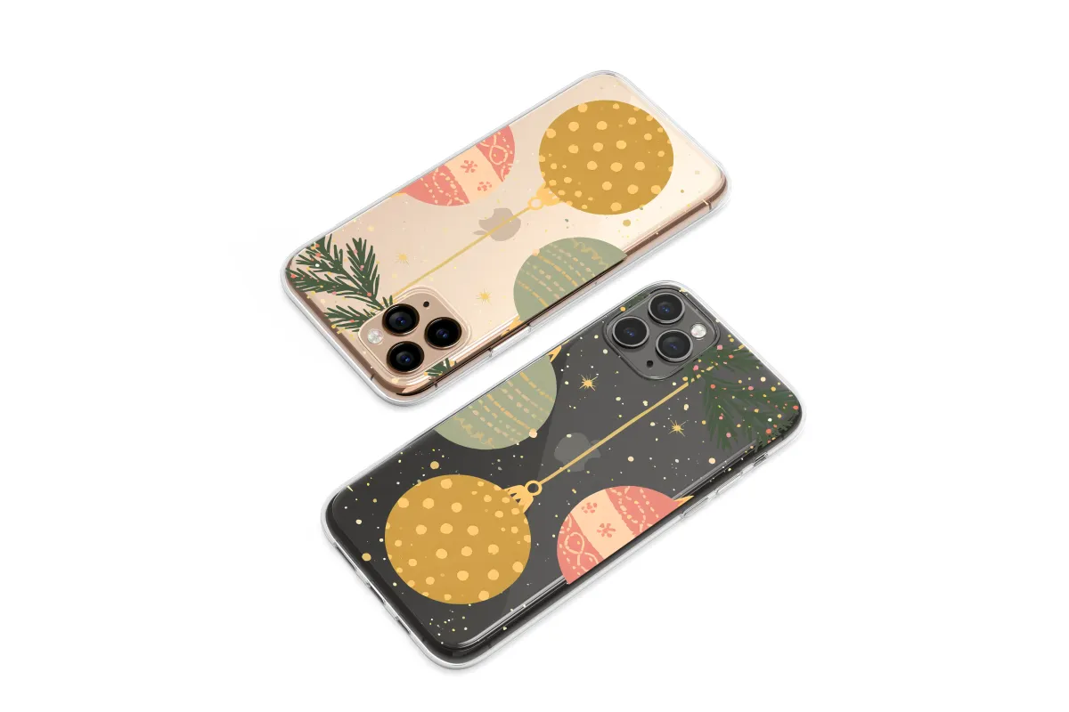 Clear Clear Vintage Christmas Ornaments Festive Holiday Illustration Phone Case Cover for iPhone 17 Pro Max 16 15 13 Samsung S25 S24 Pixel 8589 - Image 1