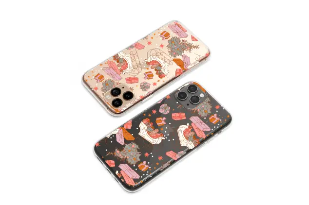 Clear Clear Vintage Christmas Sleigh Holiday Gift Pattern Phone Case Cover for iPhone 17 Pro Max 16 15 13 Samsung S25 S24 Pixel 8623