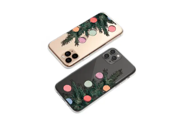 Clear Clear Vintage Christmas Tree Sketch with Pastel Ornaments Phone Case Cover for iPhone 17 Pro Max 16 15 13 Samsung S25 S24 Pixel 8274