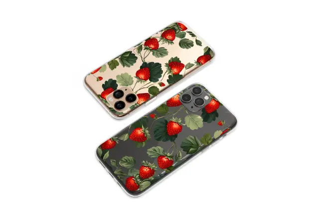 Clear Clear Vintage Strawberry Botanical Glitch Art Print Phone Case Cover for iPhone 17 Pro Max 16 15 13 Samsung S25 S24 Pixel 8869