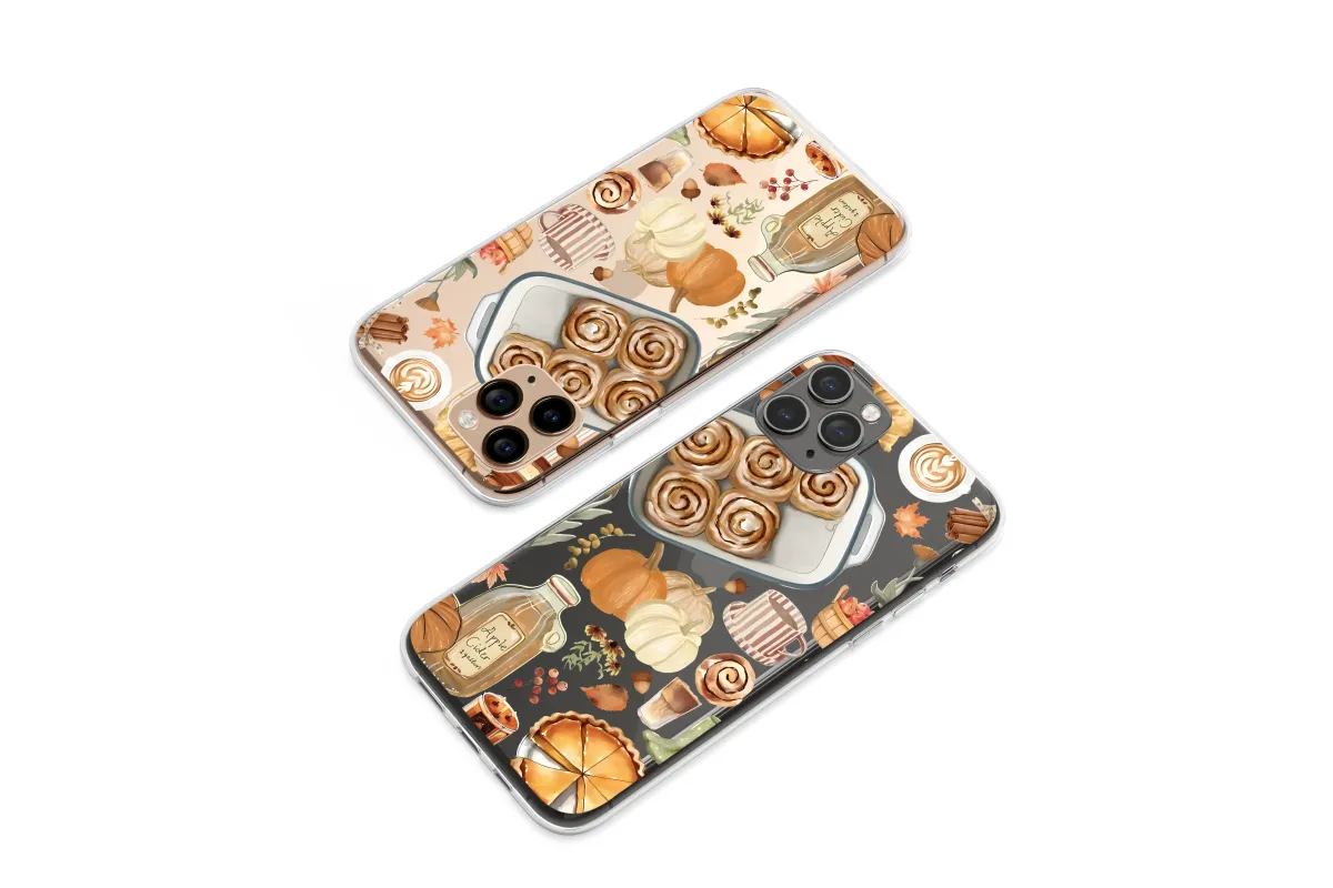 Clear Clear Watercolor Autumn Harvest Collage Illustration Phone Case Cover for iPhone 17 Pro Max 16 15 13 Samsung S25 S24 Pixel 8775 - Image 1