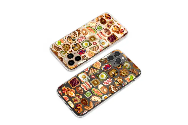 Clear Clear Watercolor Breakfast Toast Collage Foodie Art Phone Case Cover for iPhone 17 Pro Max 16 15 13 Samsung S26 S25 Pixel 9932