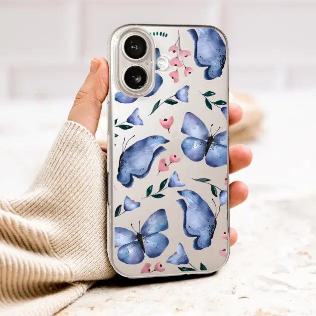 Clear Clear Watercolor Butterfly Floral Garden Print Phone Case Cover for iPhone 17 Pro Max 16 15 Plus 14 13 Mini Samsung S26 S25 Pixel 10 9 10056