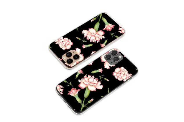 Clear Clear Watercolor Carnation Floral on Modern Striped Background Phone Case Cover for iPhone 17 Pro Max 16 15 13 Samsung S25 S24 Pixel 8705