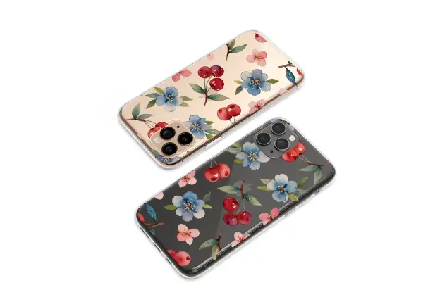 Clear Clear Watercolor Cherry Blossom Glitch Art Cover Phone Case Cover for iPhone 17 Pro Max 16 15 13 Samsung S25 S24 Pixel 9043