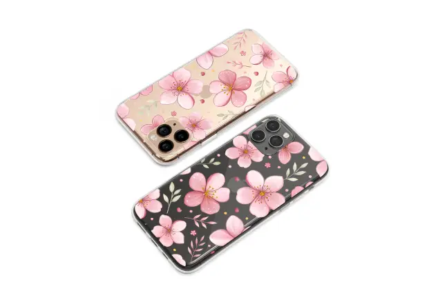 Clear Clear Watercolor Cherry Blossom Pink Floral Garden Design Phone Case Cover for iPhone 17 Pro Max 16 15 13 Samsung S25 S24 Pixel 9379