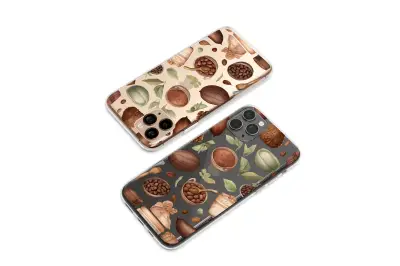 Clear Clear Watercolor Cocoa Pod  Coffee Bean Botanical Design Phone Case Cover for iPhone 17 Pro Max 16 15 13 Samsung S26 S25 Pixel 10132 - Image 2