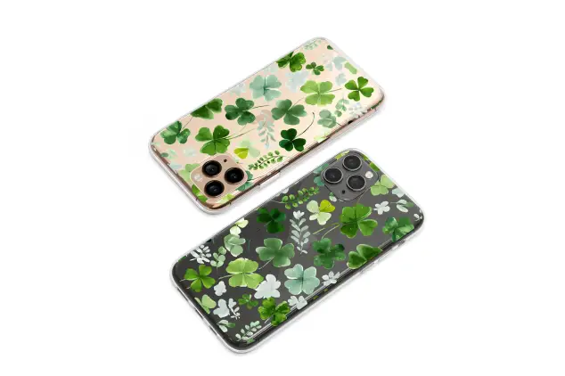 Clear Clear Watercolor Green Shamrock Leaf Art Phone Case Cover for iPhone 17 Pro Max 16 15 Plus 14 13 Mini Samsung S26 S25 Google Pixel 10 9 9863