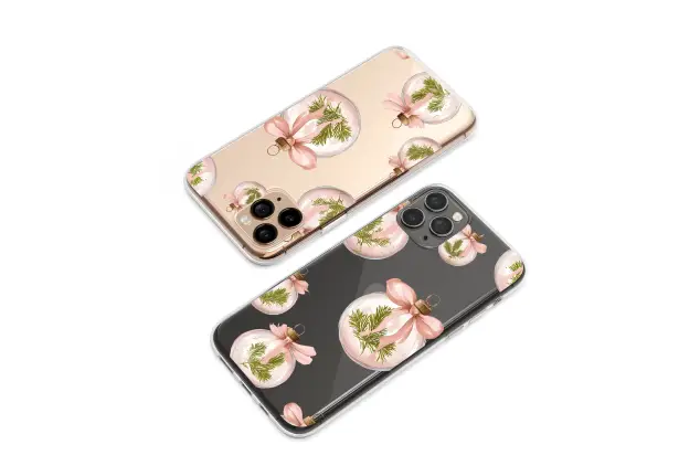 Clear Clear Watercolor Holiday Ornament Abstract Glitch Design Phone Case Cover for iPhone 17 Pro Max 16 15 13 Samsung S25 S24 Pixel 8475