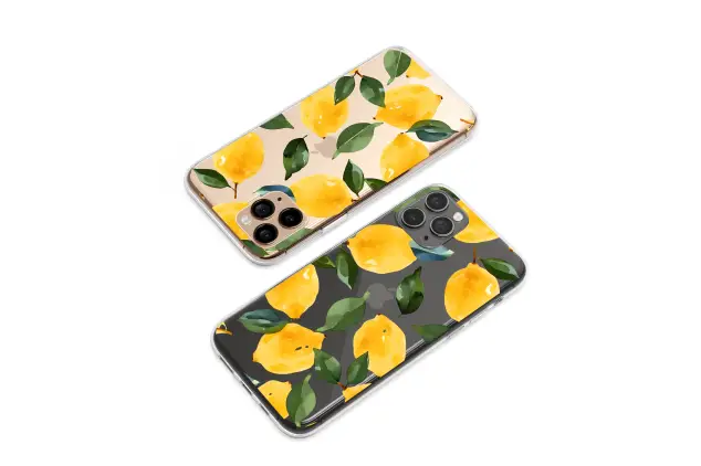 Clear Clear Watercolor Lemon Pattern Botanical Citrus Fruit Print Phone Case Cover for iPhone 17 Pro Max 16 15 13 Samsung S26 S25 Pixel 9875