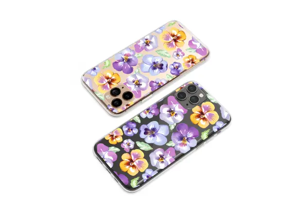 Clear Clear Watercolor Pansy Flower Art Purple Yellow Floral Garden Print Phone Case Cover for iPhone 17 15 13 Samsung S26 S25 9831