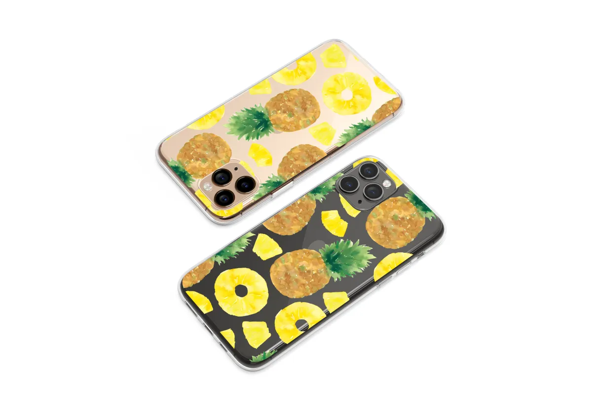 Clear Clear Watercolor Pineapple Pattern Tropical Summer Fruit Art Phone Case Cover for iPhone 17 Pro Max 16 15 13 Samsung S25 S24 Pixel 8772 - Image 1