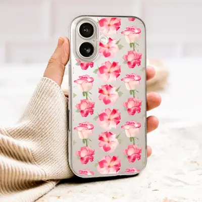 Clear Clear Watercolor Pink Rose Floral Botanical Print Phone Case Cover for iPhone 17 Pro Max 16 15 13 Samsung S26 S25 Pixel 10130 - Image 1