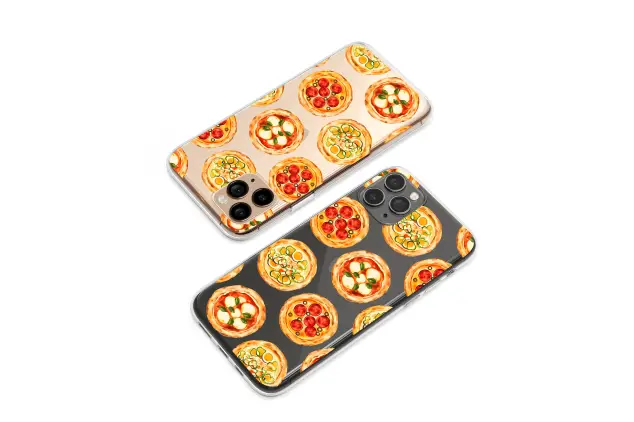 Clear Clear Watercolor Pizza Variety Pattern Foodie Art Print Phone Case Cover for iPhone 17 Pro Max 16 15 13 Samsung S25 S24 Pixel 8901