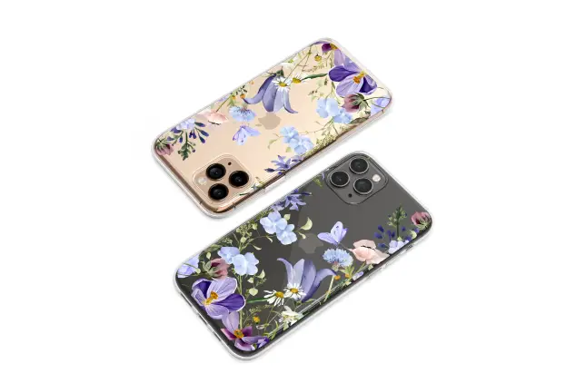 Clear Clear Watercolor Wildflower Garden with Butterfly Botanical Art Phone Case Cover for iPhone 17 Pro Max 16 15 13 Samsung S26 S25 Pixel 9867