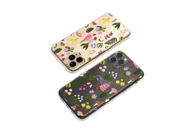 Clear Clear Woodland Botanical Mushroom Wildflower Print Phone Case Cover for iPhone 17 Pro Max 16 15 13 Samsung S26 S25 Pixel 9968