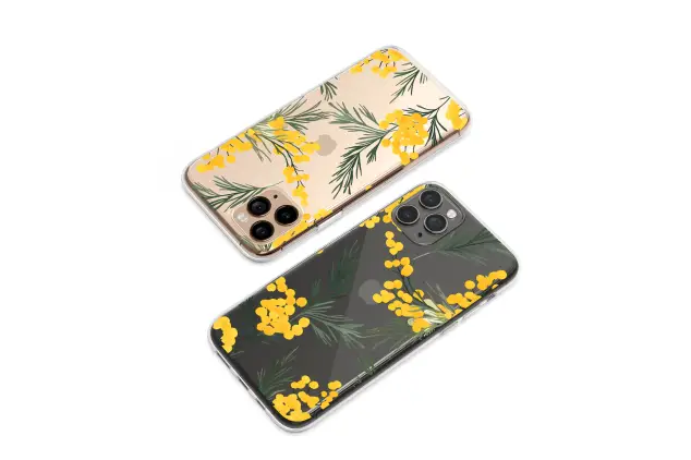 Clear Clear Yellow Mimosa Floral Botanical Wildflower Art Print Phone Case Cover for iPhone 17 Pro Max 16 15 13 Samsung S26 S25 Pixel 9821