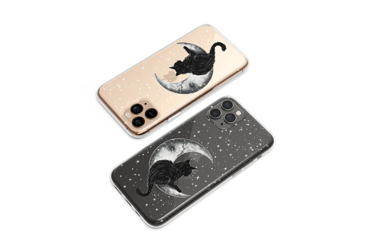 Clear Cosmic Cat Moon
 Phone Case iPhone Samsung Cover Pixel 6170 - Image 1