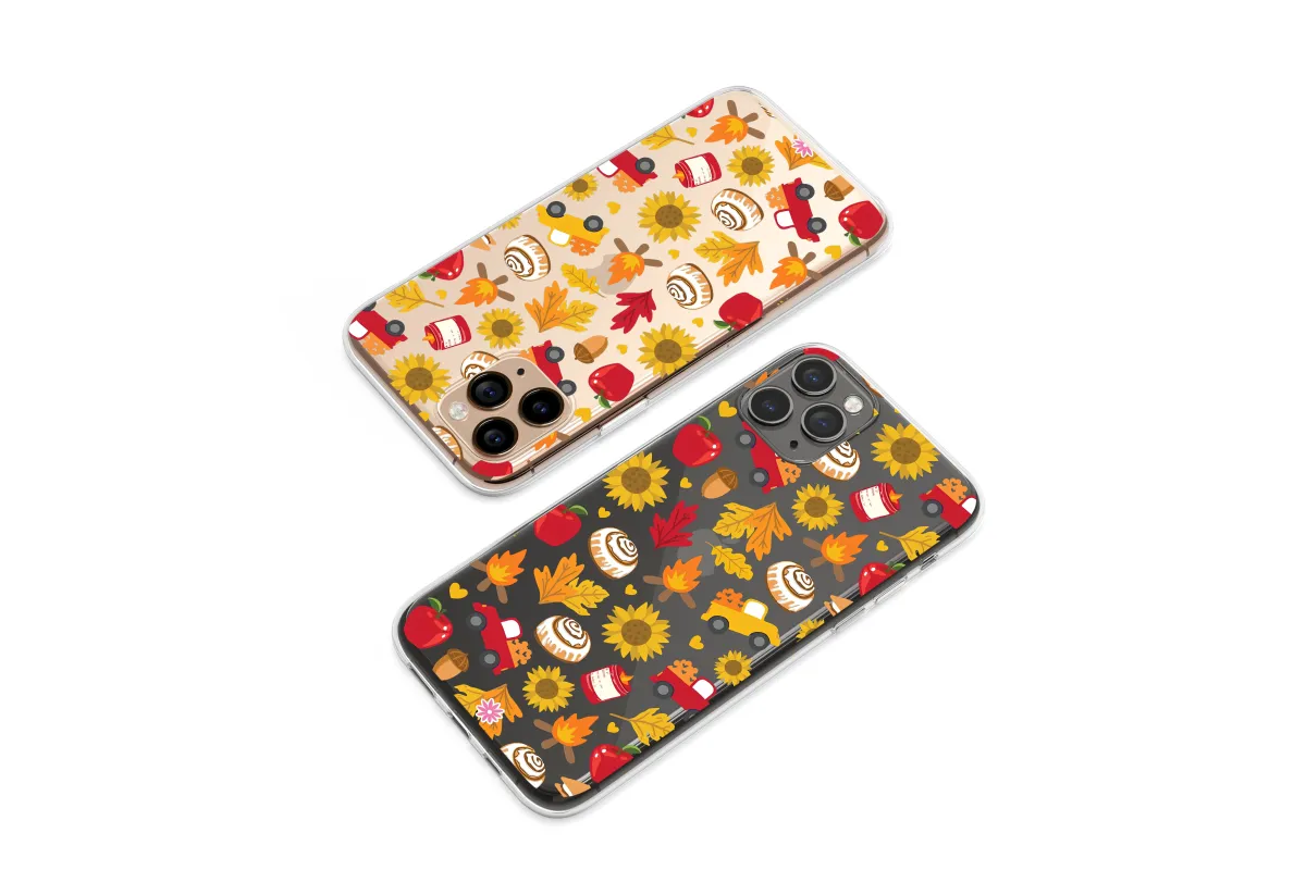 Clear Cozy Autumn Campfire & Harvest Pattern Phone Case iPhone Samsung Cover Pixel 7319 - Image 1