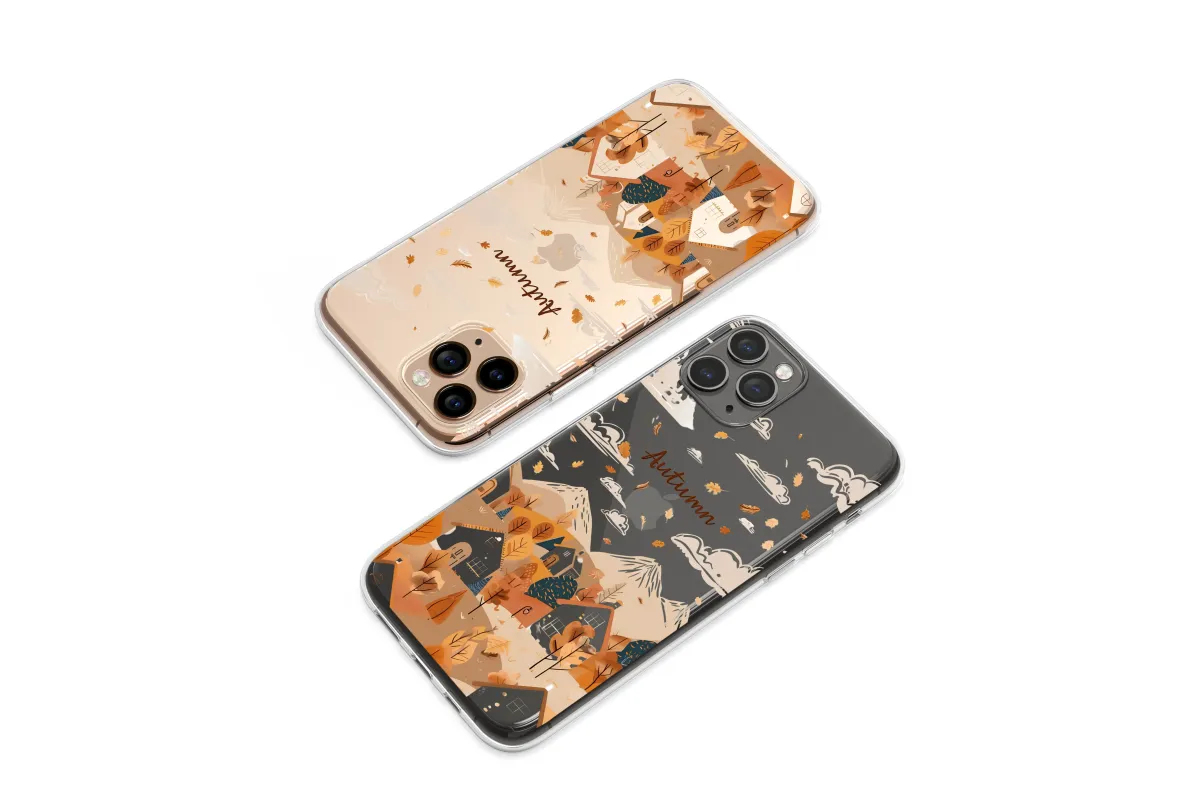 Clear Cozy Autumn Night Pixel Village Phone Case iPhone Samsung Cover Pixel 7053 - Image 1