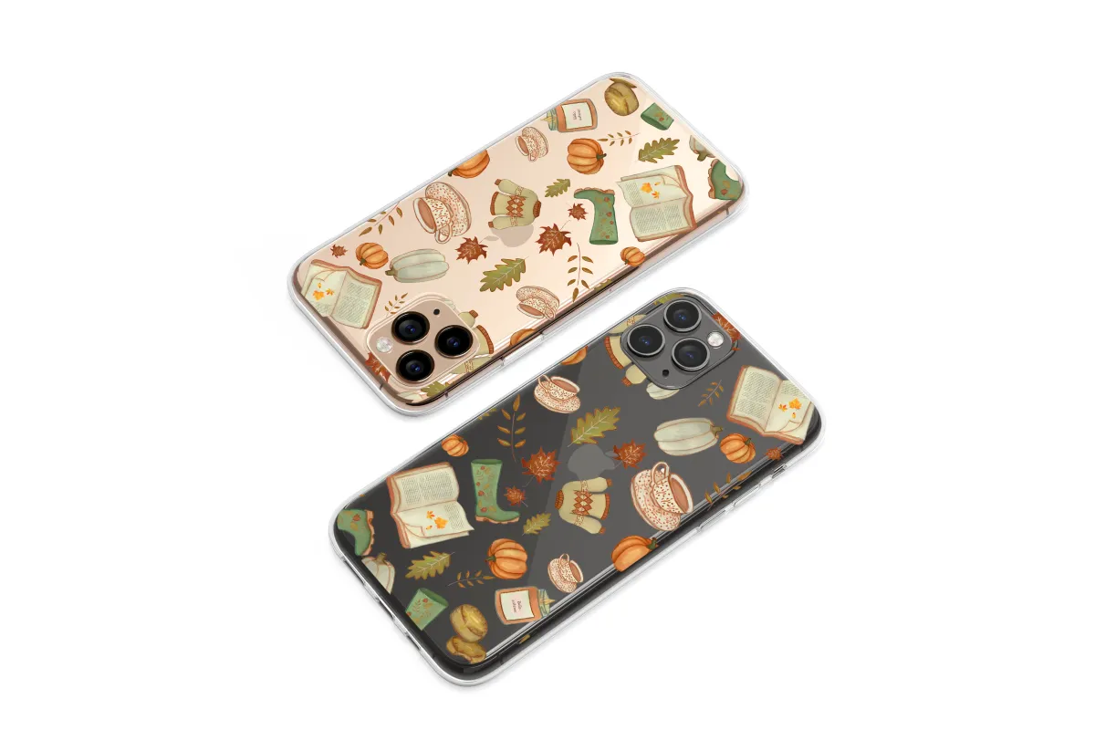 Clear Cozy Autumn Reading Nook Pattern Phone Case iPhone Samsung Cover Pixel 7789 - Image 1