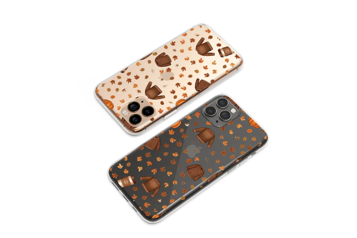 Clear Cozy Autumn Sweater Weather Vibes Phone Case iPhone Samsung Cover Pixel 7627 - Image 1
