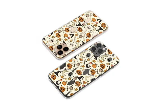 Clear Cozy Halloween Night Whimsy Pattern Phone Case iPhone Samsung Cover Pixel 7618