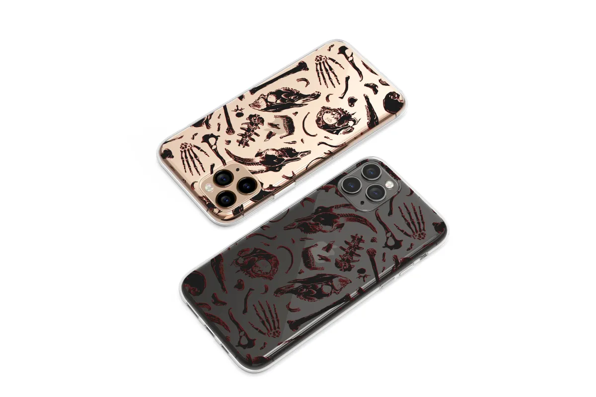 Clear Crimson Bonefield Gothic Art Pattern Phone Case iPhone Samsung Cover Pixel 7976 - Image 1