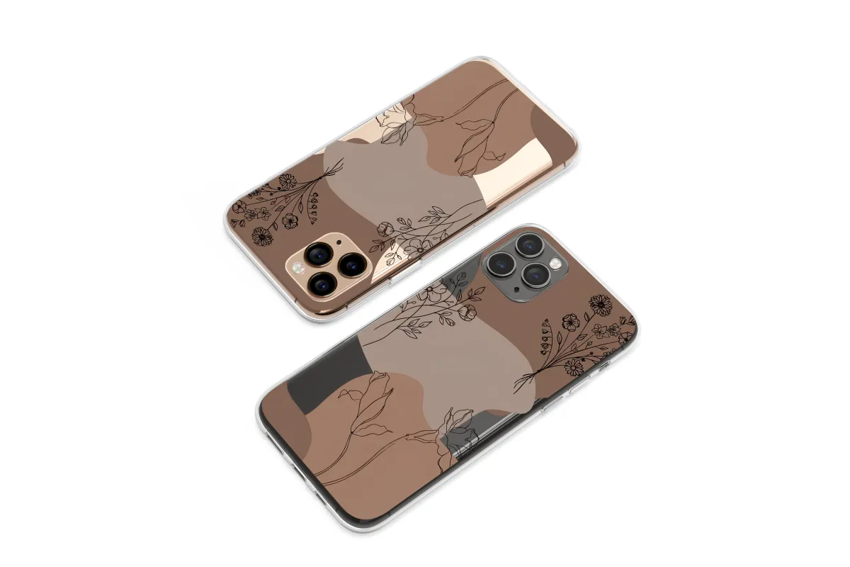 Clear Delicate Botanicals in Earth Tones Phone Case iPhone Samsung Cover Pixel 6454 - Image 1