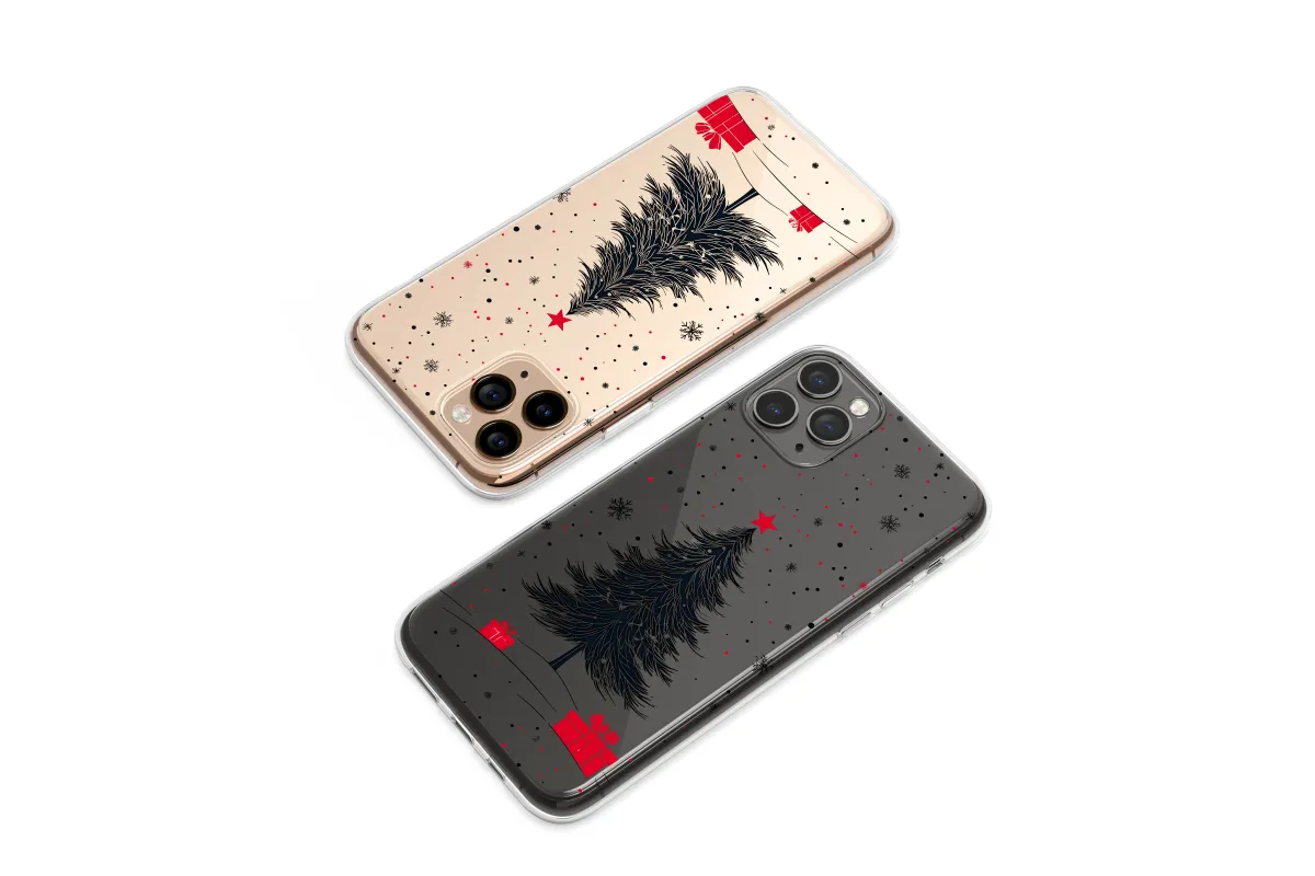 Clear Digital Holiday Glitch Tree Art Phone Case iPhone Samsung Cover Pixel 8062 - Image 1