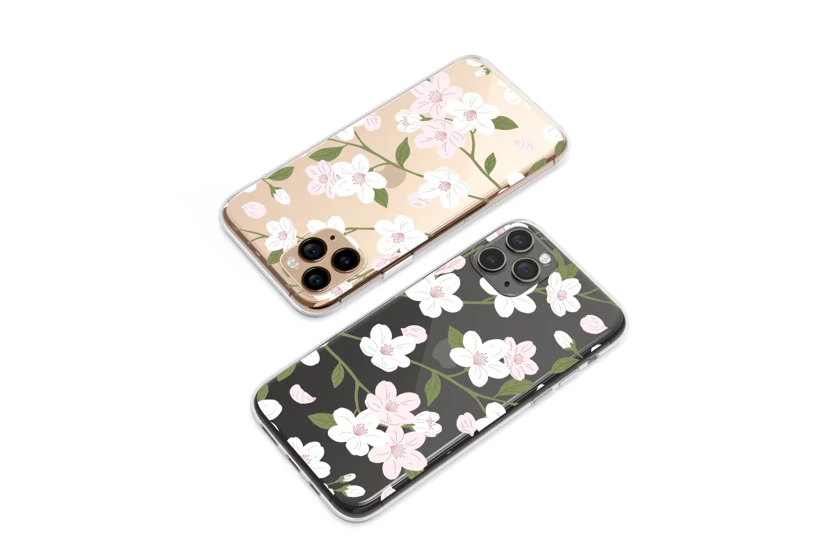 Clear Elegant Midnight Sakura Blossom Phone Case iPhone Samsung Cover Pixel 7118 - Image 1