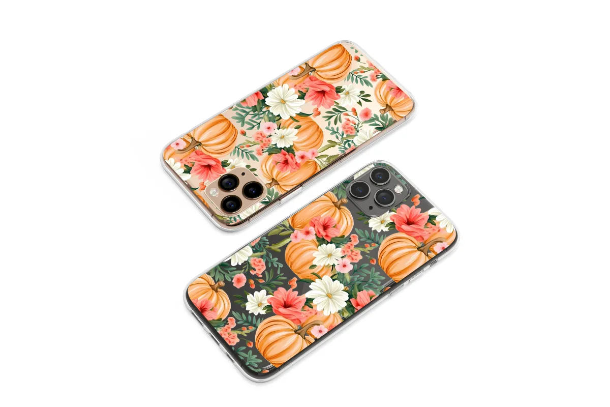 Clear Enchanted Autumn Floral Pumpkin Phone Case iPhone Samsung Cover Pixel 7281 - Image 1