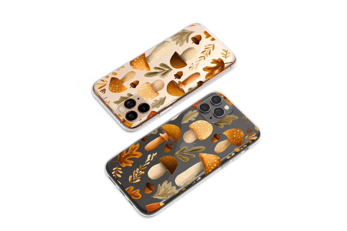 Clear Enchanted Autumn Forest Mushroom Art Phone Case iPhone Samsung Cover Pixel 7954 - Image 1