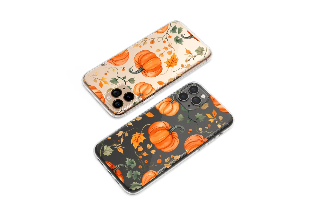 Clear Enchanted Autumn Pumpkin Patch Art Phone Case iPhone Samsung Cover Pixel 7790 - Image 1